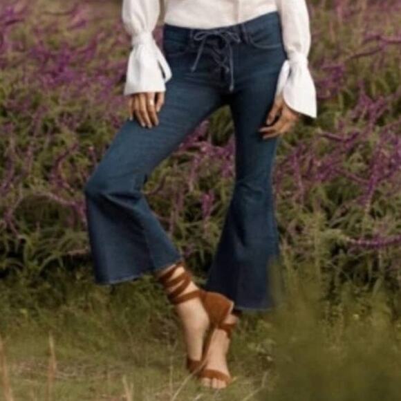 Frame Denim Le Crop Bell Lace-Up Jeans Size 25 - Picture 1 of 9